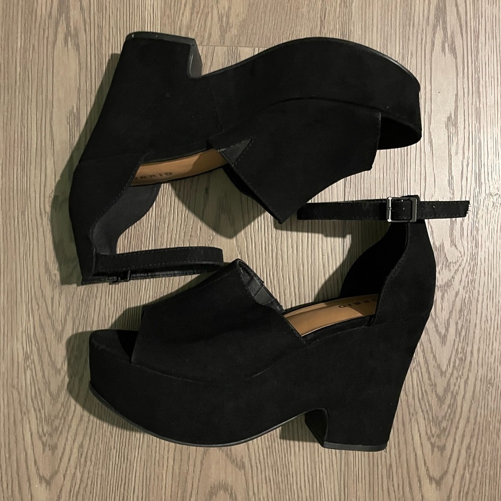 Torrid Suede Black Platform Block Heels
